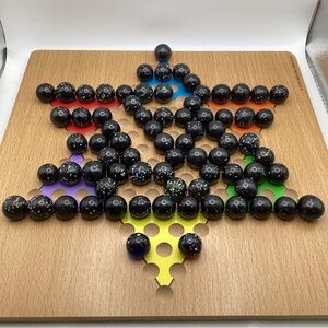 Vintage Lot of 75 MARBLES Glass Confetti Speckled Black Cola Blue